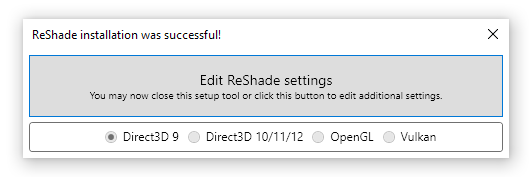 Conclusion of all steps for installation of Reshade